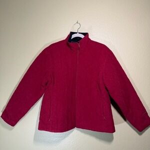 Woolrich Jacket Womens M Red 100% Wool‎ Ruby Heather Pockets Quilted
